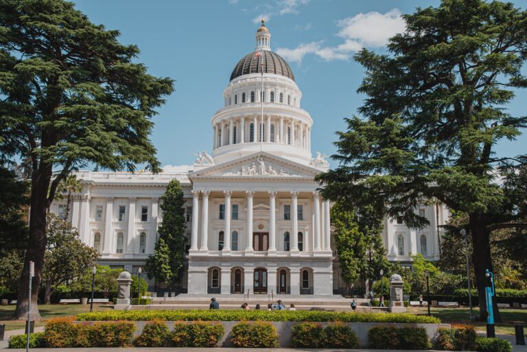 Street view of the California State Capitol building in Sacramento.